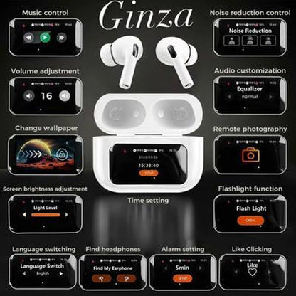 LED Display Noise-Canceling Bluetooth Earbuds